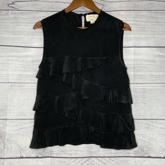 Nicole Miller Artelier black silk ruffle tank top - Picture 2 of 12